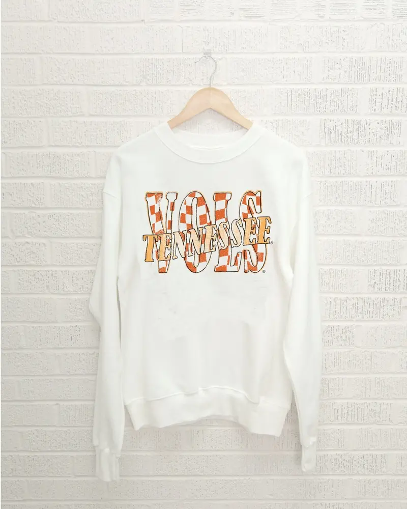 Vols Twisted Check White Thrifted Sweatshirt 1