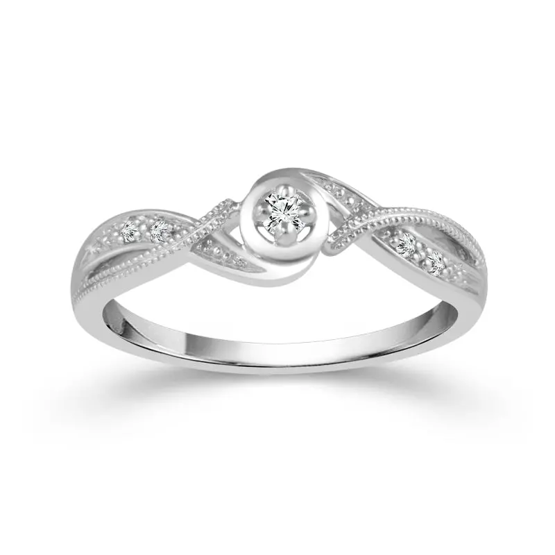 Whispering Twist Round Diamond Promise Ring 1