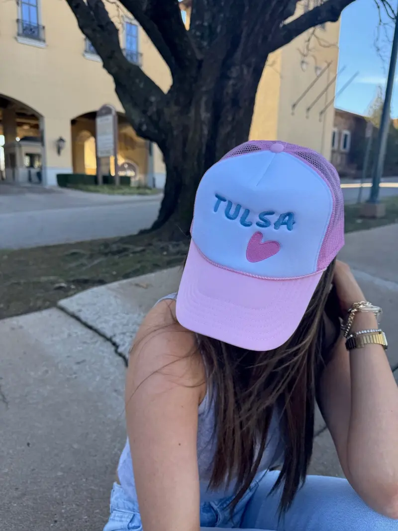 White/Pink Tulsa Heart Embroidered Hat 1