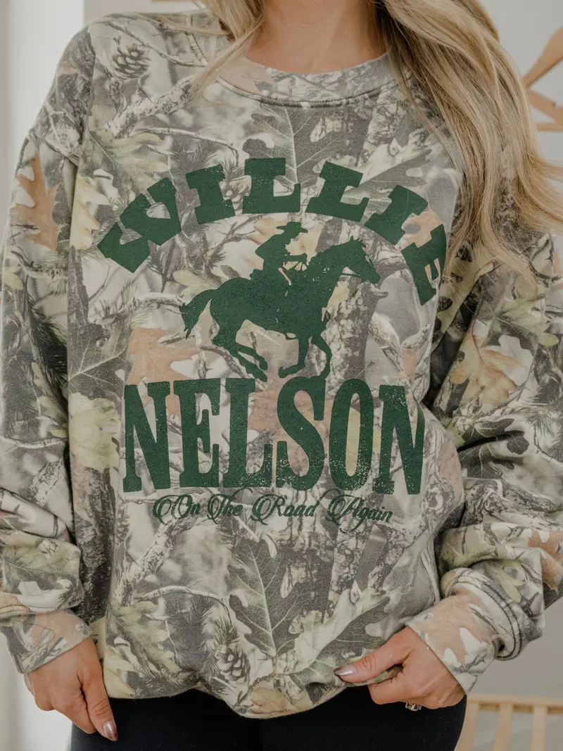 Willie Nelson Arch Horse Camouflage Sweatshirt 1