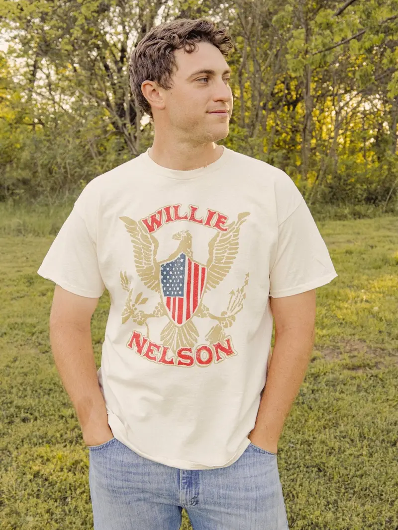 Willie Nelson Eagle Shield Off White Thrifted Tee 1