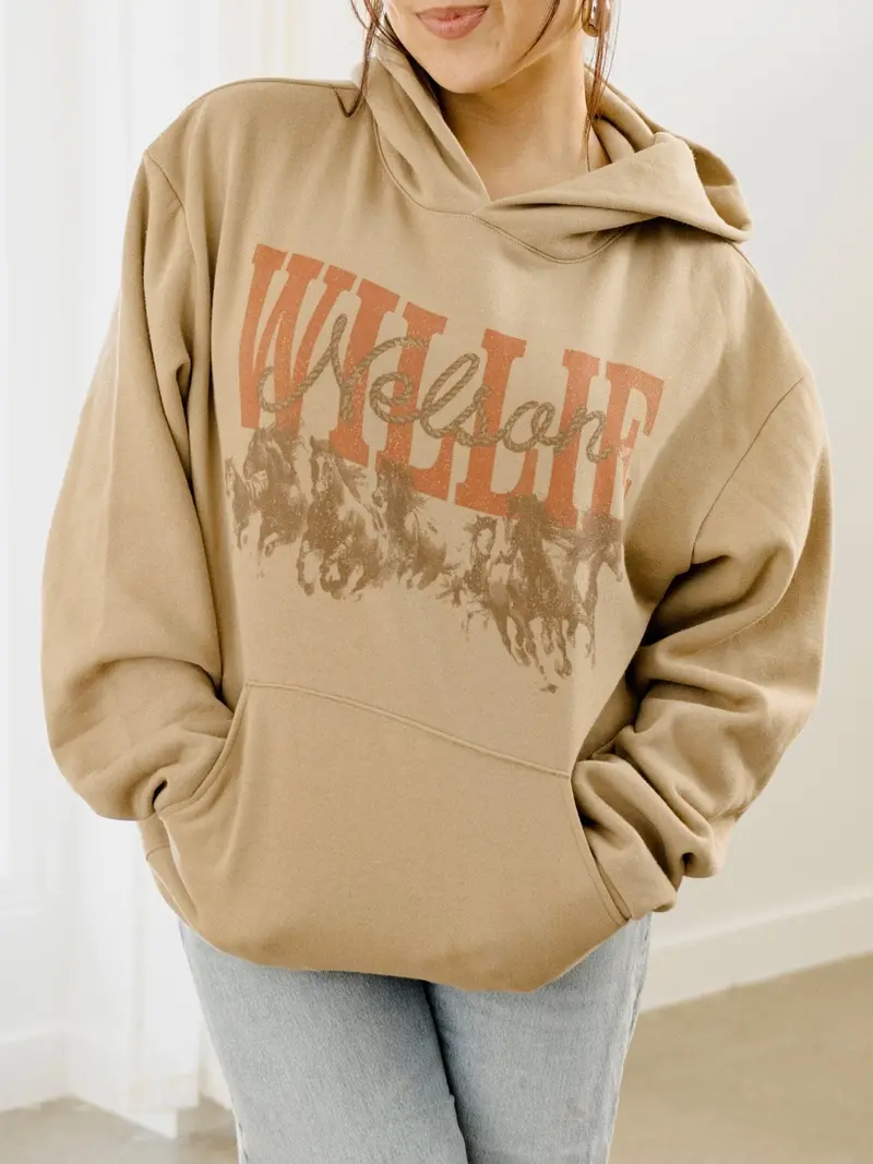 Willie Nelson Horses Sand Hoodie 1