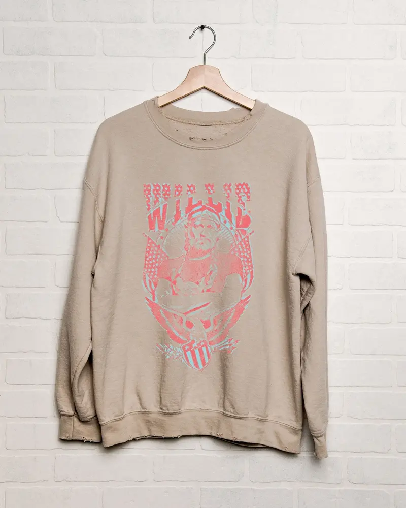 Willie Nelson In Pink Sand Thrifted Sweatshirt 1