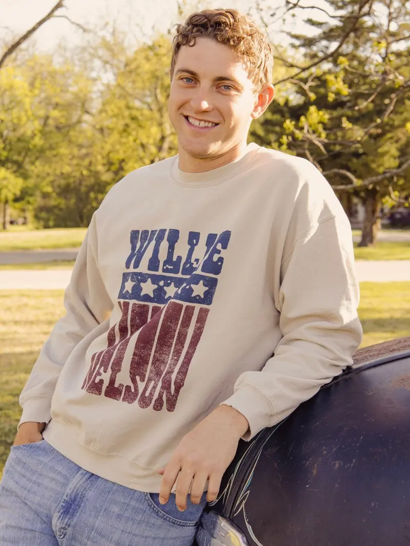 Willie Nelson Stars Sand Thrifted Sweatshirt 1