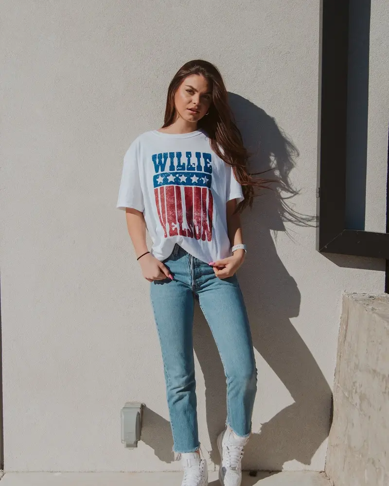 Willie Nelson Stars White Tee 1
