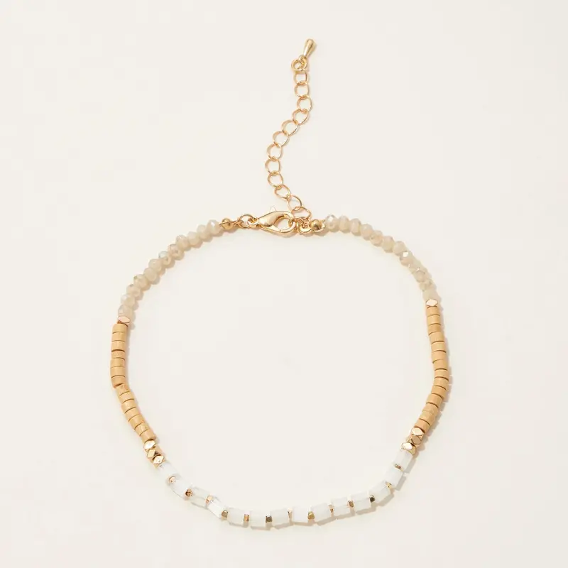 Wood And Glass Beaded Anklet 1