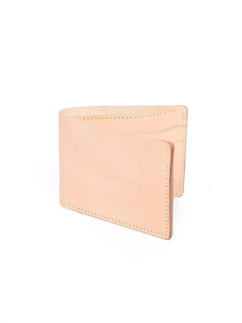Wood&Faulk Classic Bifold Natural Vegetable Tan Wallet 1