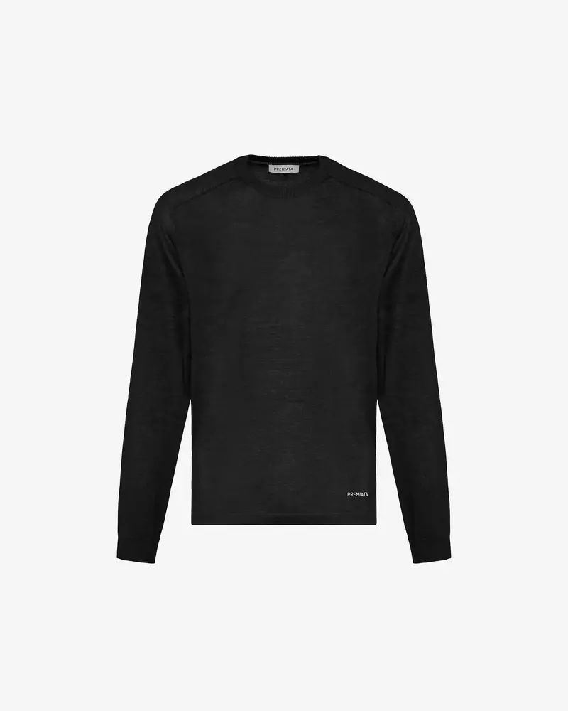 Wool And Silk Crew Neck Sweater Black 1