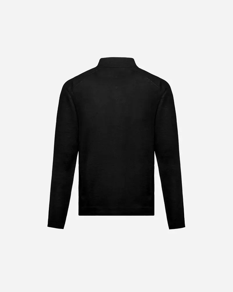 Wool And Silk Long Sleeve Polo Shirt Black 6