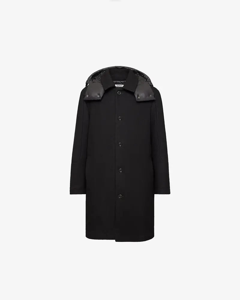 Wool Coat With Nylon Details Black Pr400100 1