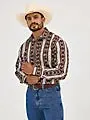 Wrangler Men's Checotah Long Sleeve Western Snap Printed Shirt 1