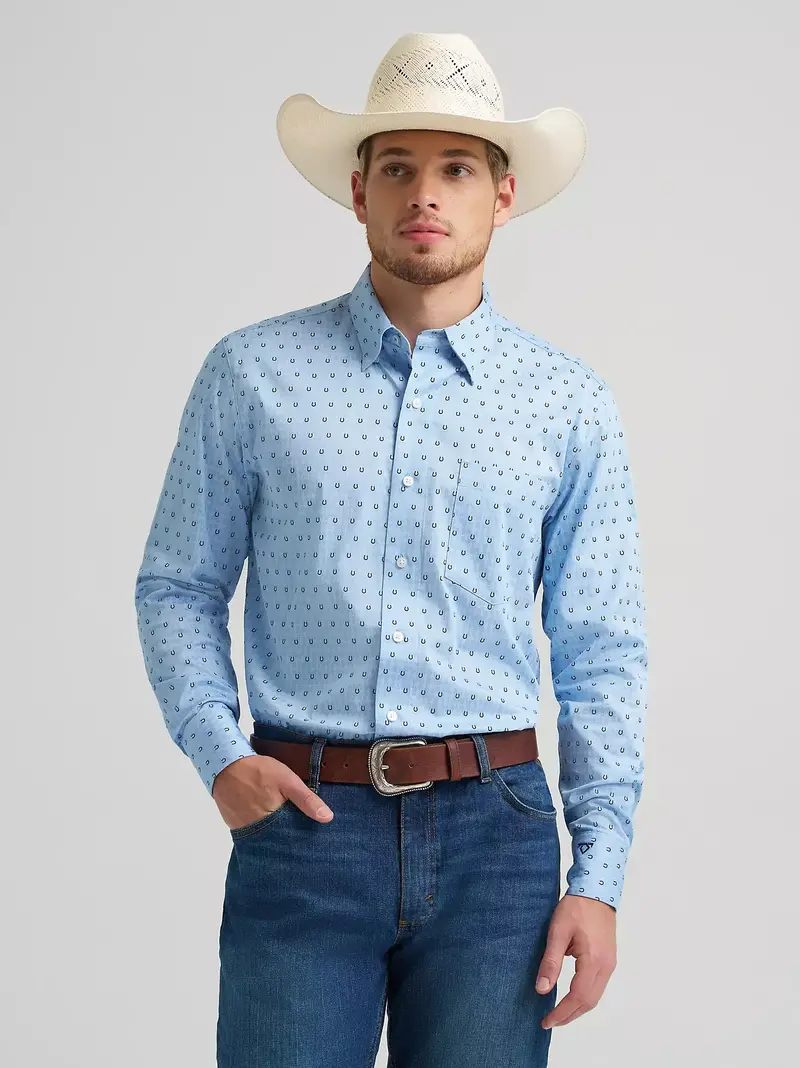 Wrangler Men's Cody Johnson One Pocket Button Down Long-Sleeve Shirt 1