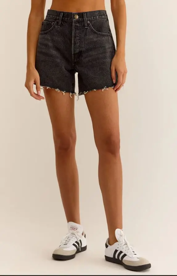 Z Supply Everyday Hi-Rise Denim Shorts In Washed Black 1