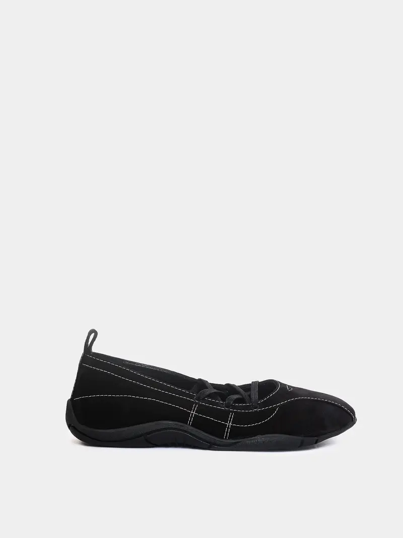Zava Black Suede Ballerina 1