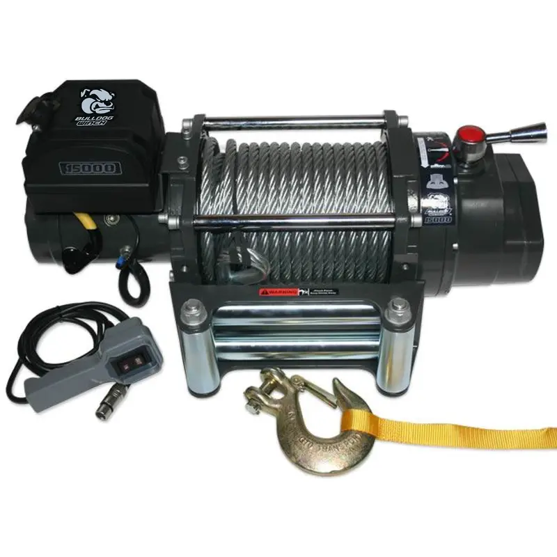 Bulldog Winch 10012 – 15,000-Pound Capacity Heavy-Duty Electric Winch With 92-Foot Wire Rope 1