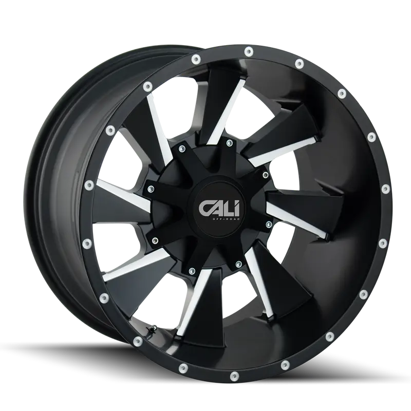 Calif Off-Road 9106-22276M Distorted Satin Black/Milled 22X12 Wheel – 8X165.1/8X170 Bolt Pattern, -44Mm Offset, 130.8Mm Hub Bore 1