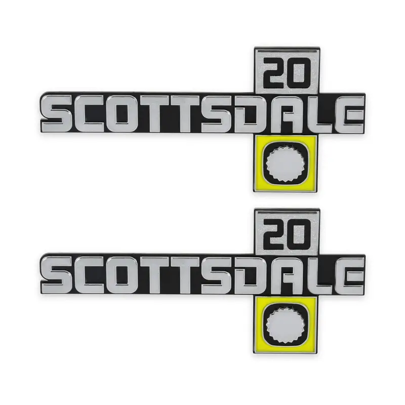 Holley Scottsdale 20 Fender Emblem – Silver/Yellow Pair With Mounting Hardware (Model 04-550) 1