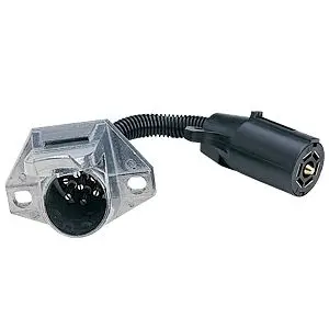 Husky Towing 7-Pin Rv Blade-To-Round Adapter Cable – Flexible, Protective Tubing Included 1