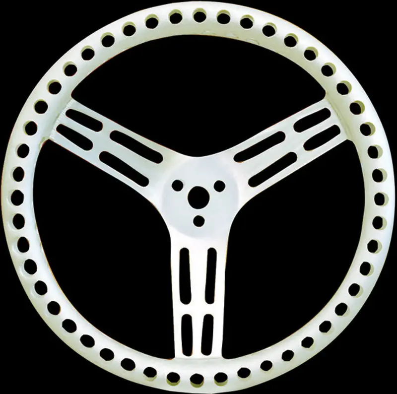 Longacre 52-56835 14-Inch Dished & Drilled Steering Wheel – Natural Aluminum Finish 1