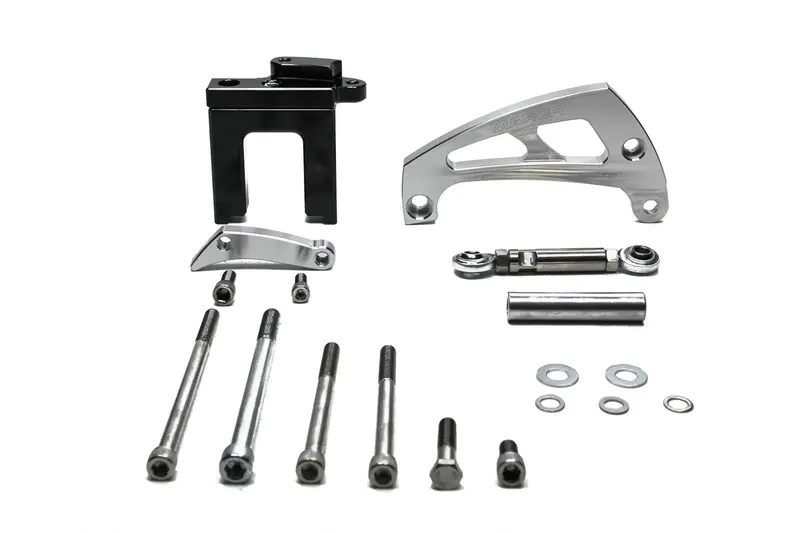 March Performance 23003 Chevy Bb Alternator Brkt Kit Clear Powder Coat 1