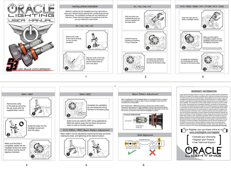 Oracle Lighting H7 Led Headlight Conversion Kit – S3 Series, 6000K Cool White Output 1
