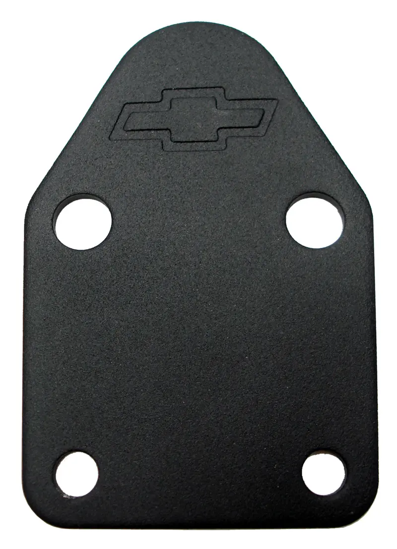 Proform 141-212 Black Crinkle Fuel Pump Block-Off Plate With Bowtie Logo – Small-Block Chevy V8 1