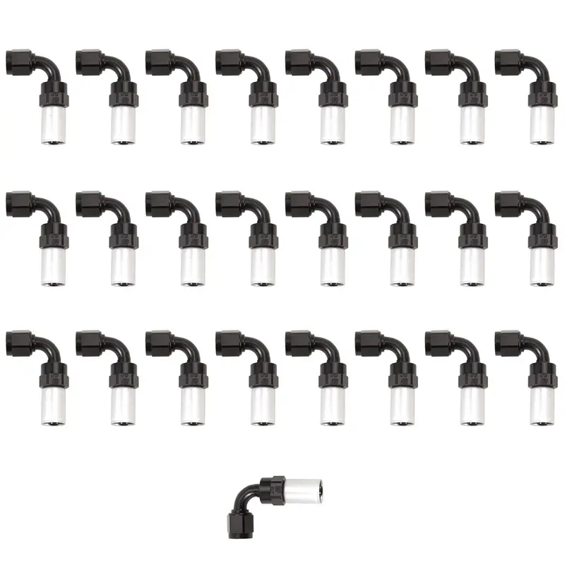 Russell 610608 Pro Classic -10An 90-Degree Crimp-On Hose Fitting – Black/Transparent, 25-Pack 1