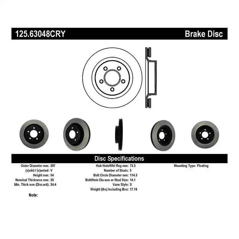 Stoptech 125.63048Cry Cryostop Premium High-Carbon Front Brake Rotor 1