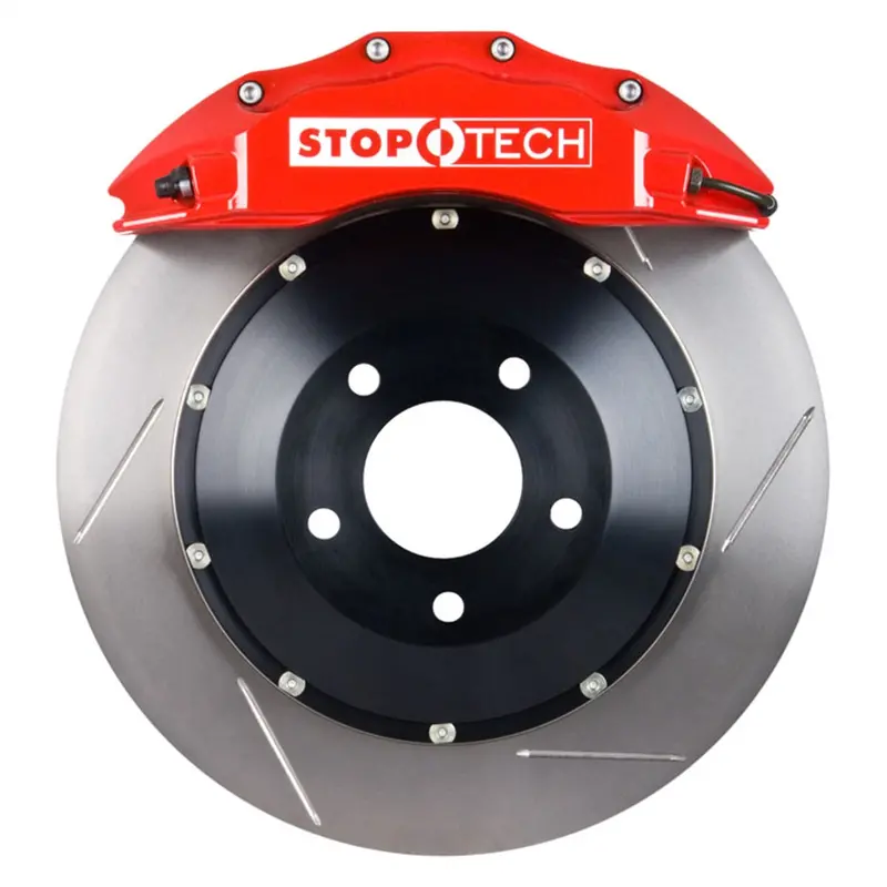 Stoptech 83.198.6D00.71 Big Brake Kit – Front-Mounted, Red Calipers & Two-Piece Slotted Rotors 1