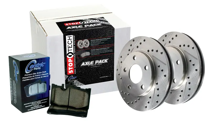 Stoptech 978.44068F Front Sport Brake Kit – Slotted & Drilled Rotors With Stainless Steel Brake Lines 1