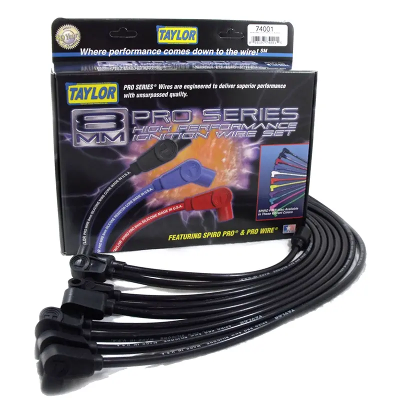 Taylor Cable Spiro-Pro 8Mm Ignition Wires – Black, Spiro-Wound Design, 90°/135° Boots, Vehicle-Specific Fit 1